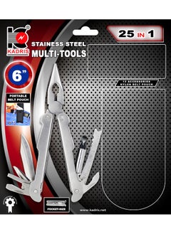 KADRIS Multitool Stainless Steel 25-In-1 HA-1921 with Safety Locking, Belt Pouch, Professional Stainless Steel Multitool Pliers Pocket Knife,Bottle Opener, Screwdriver with Nylon Sheath Black  - Image 4