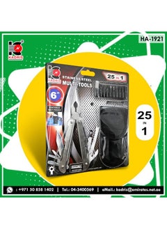 KADRIS Multitool Stainless Steel 25-In-1 HA-1921 with Safety Locking, Belt Pouch, Professional Stainless Steel Multitool Pliers Pocket Knife,Bottle Opener, Screwdriver with Nylon Sheath Black  - Image 3
