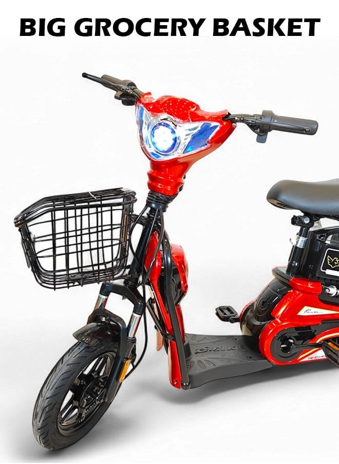 Windhorse M1 Electric Delivery Bike 400W Motor| 48V 12Ah Battery| 55KM/H Max Speed| Dual Seat| 14 Inches Tires| Front Grocery Basket| Remote Lock Unlock System|  - Image 3