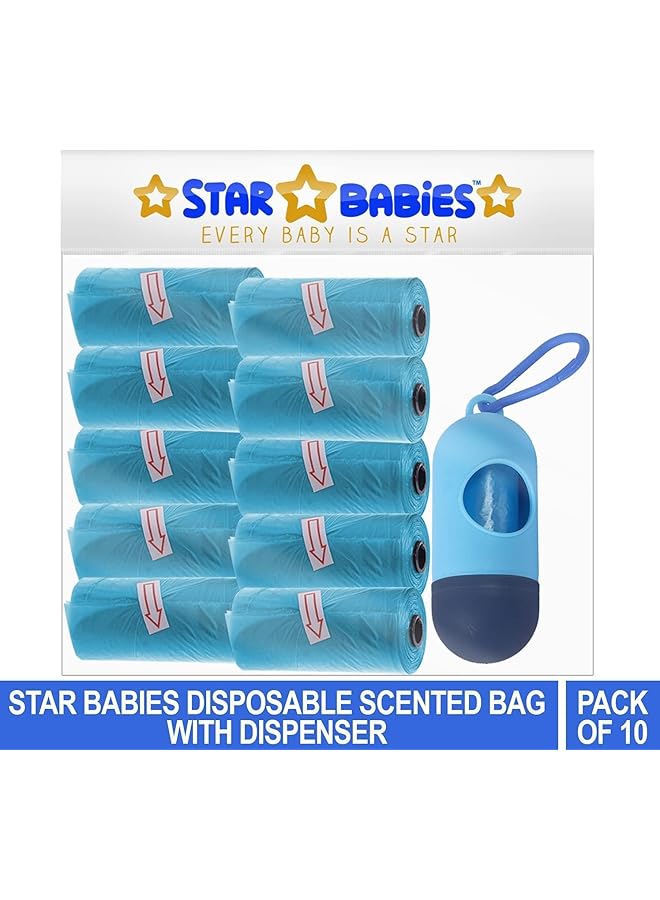 STAR BABiES Scented Bag Pack Of 10 150 Bags Blue And Assorted Dispenser - Image 2