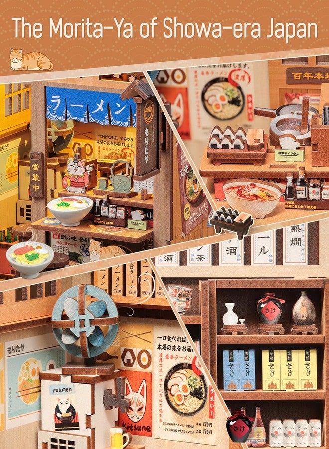 Cutefun Book Nook Kit - DIY Miniature House Kit for Adults, Japanese Tiny House Building Kit with LED, Dollhouse Kit Bookshelf Insert Decor Creative Gifts for Teens and Beginners (Morita Ramen) - Image 4