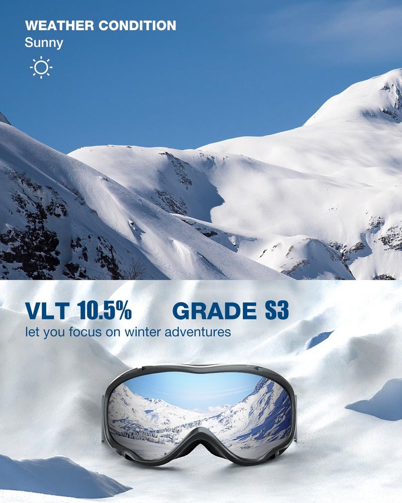 ZIONOR Lagopus Ski Snowboard Goggles UV Protection Anti fog Snow Goggles for Men Women Adult Youth - Image 2