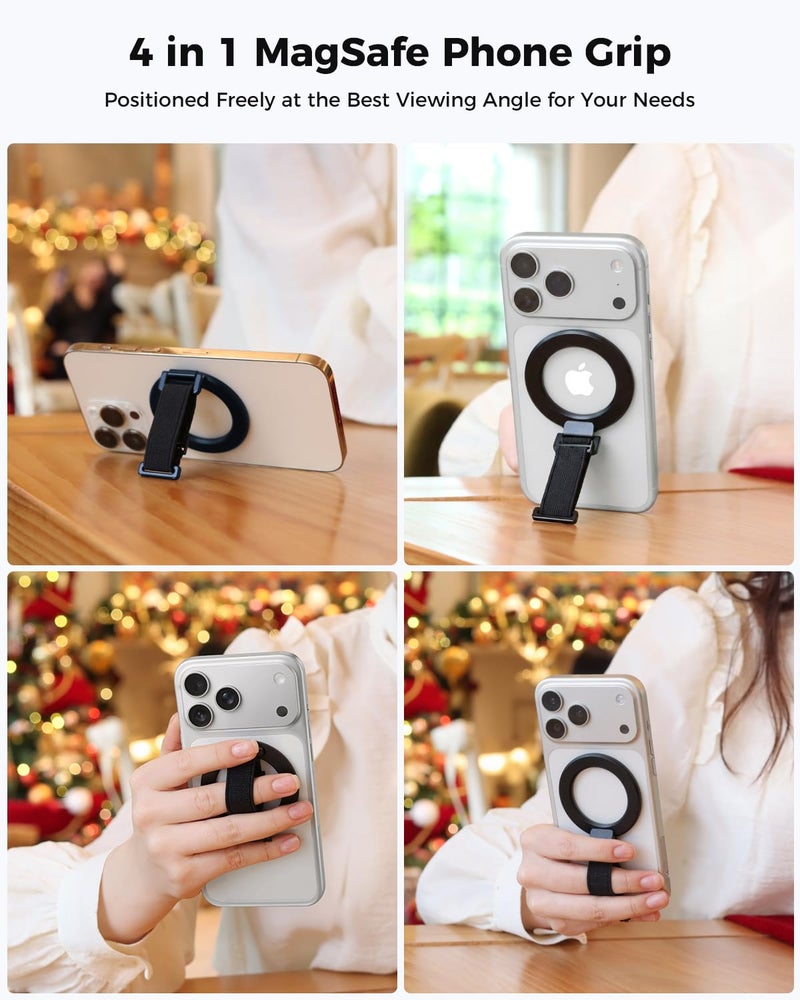 SUPERONE 2025 Upgrade for MagSafe Phone Grip with Finger Strap, Removable MagSafe Ring Holder with Kickstand Finger Loop, Mag Safe Accessories for iPhone 17/16/15/14/13/12 Series, Black - Image 3