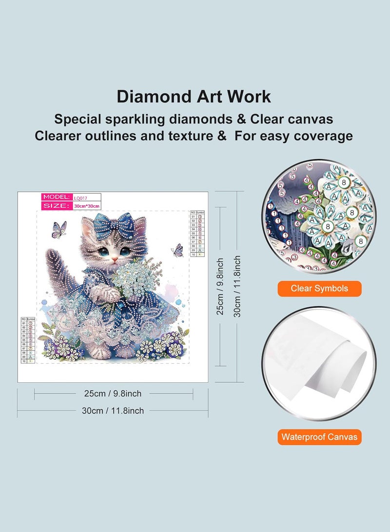 AVACraft 5D Special Shape Diamond Art Kits for Beginners, Diamond Painting Kits for Adults, Crystal Rhinestones Diamond Painting for Home Wall Decoration Gift 12×12inch/30×30cm, Cat  - Image 2