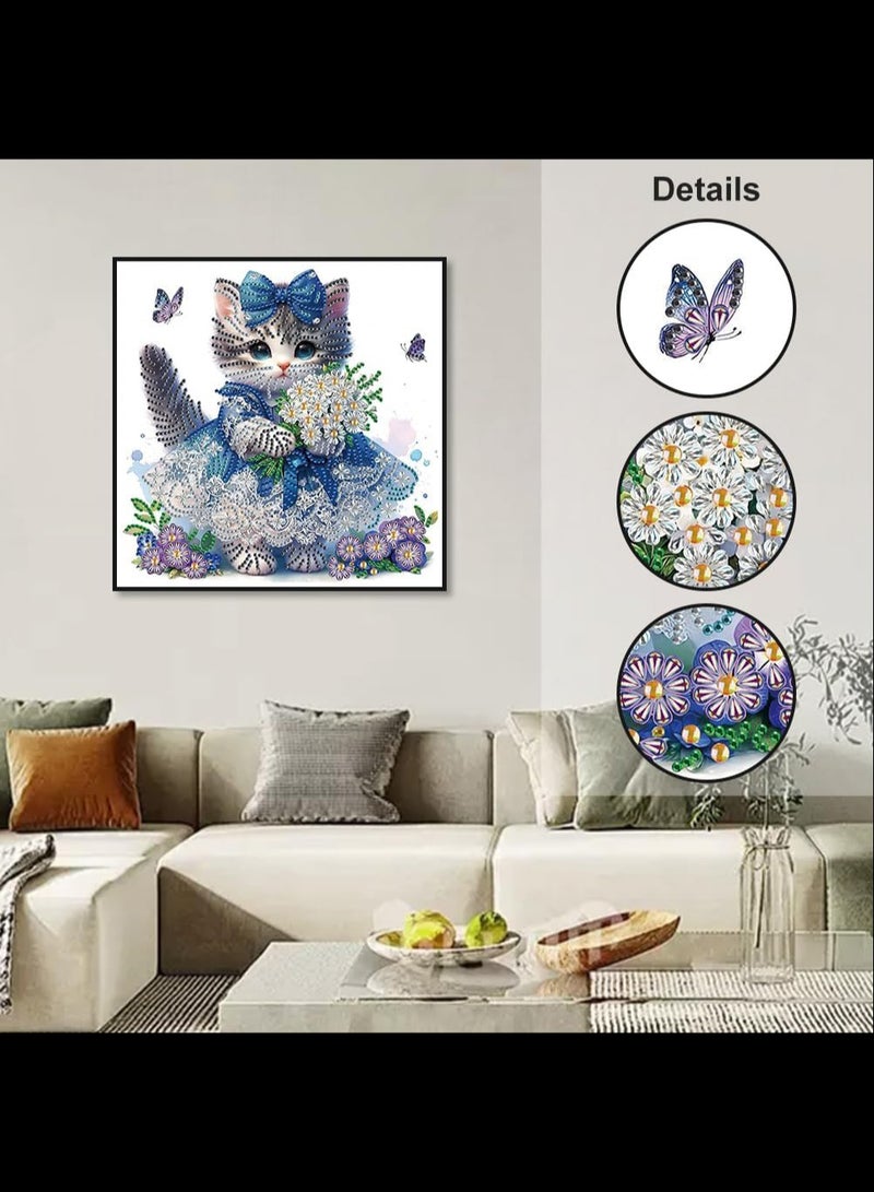 AVACraft 5D Special Shape Diamond Art Kits for Beginners, Diamond Painting Kits for Adults, Crystal Rhinestones Diamond Painting for Home Wall Decoration Gift 12×12inch/30×30cm, Cat  - Image 3