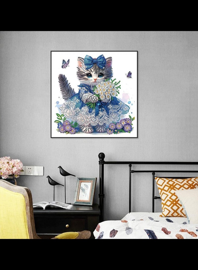 AVACraft 5D Special Shape Diamond Art Kits for Beginners, Diamond Painting Kits for Adults, Crystal Rhinestones Diamond Painting for Home Wall Decoration Gift 12×12inch/30×30cm, Cat  - Image 4