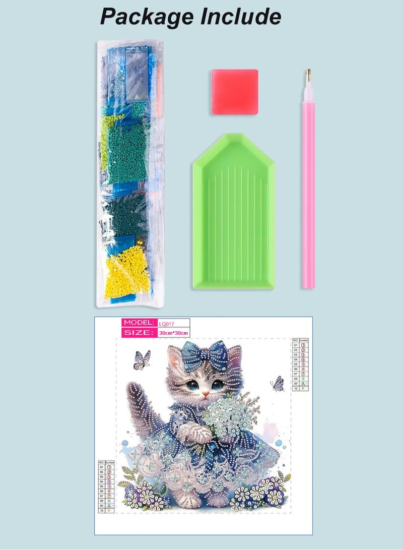 AVACraft 5D Special Shape Diamond Art Kits for Beginners, Diamond Painting Kits for Adults, Crystal Rhinestones Diamond Painting for Home Wall Decoration Gift 12×12inch/30×30cm, Cat  - Image 5