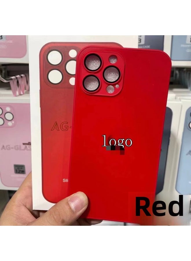 Generic Model For Iphone 14 Frosted Glass Phone Case One-piece Lens Film For Iphone 13promax 15 Digital Computer Protective Cover-Color:Red-Applicable Model:For Iphone16  - Image 1