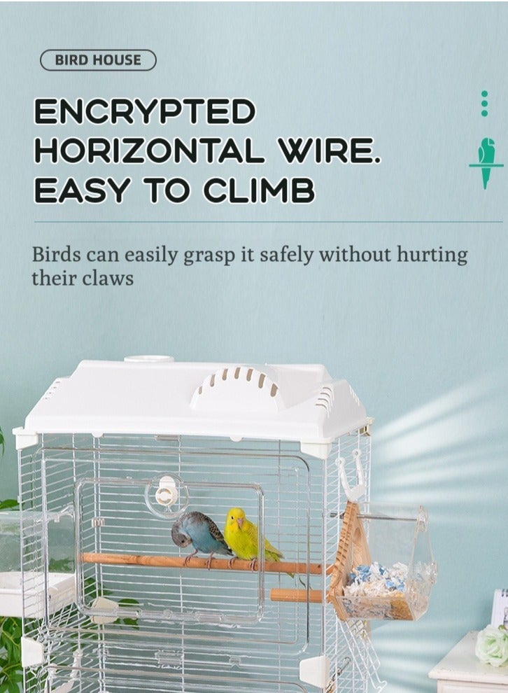 XiuWoo Birdcages Bird Cages for Parakeets Transparents Birdcage with Snap-On Design,with Wooden Standing Pole,Ladder,Shower Caddy ,Breeding Box, Food Container and Drinker, Parrot Cage for Cockatiels Budgies Finches Canaries,40*28*71cm - Image 5
