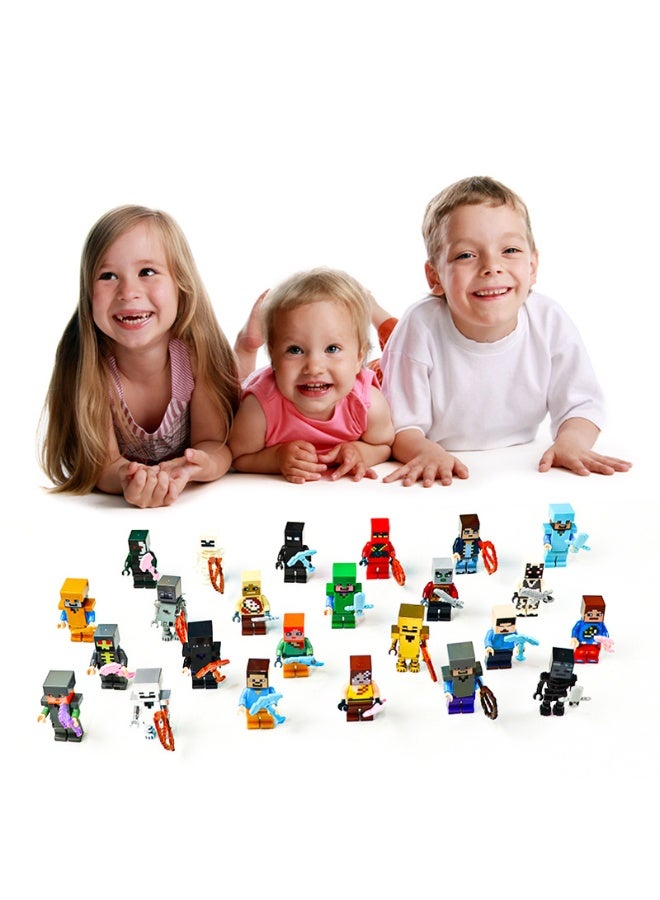 MINECRAFT 24-Piece Mini Block Decoration Set - Pixel Game Toy Decoration Ornaments - Educational Building Block Ornaments for Everyone Living Room TV Cabinet Hanging Ornaments Children's Room Decoration Space Theme Birthday Gift (Multi-color) - Image 1