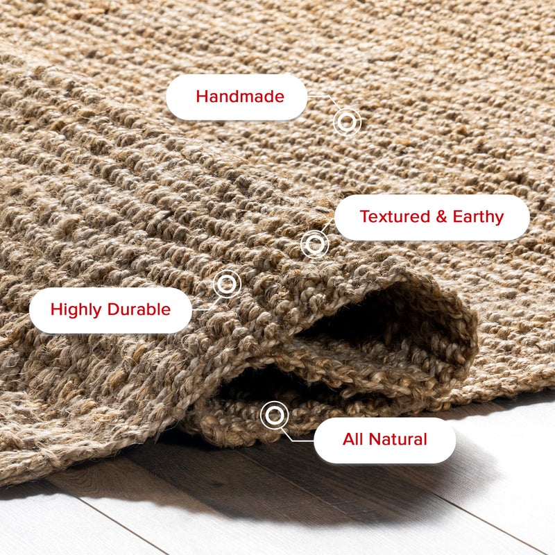 Nuloom Daniela Natural, 3' x 5', Handmade, Jute, Tassel, Soft and Textured, High Traffic, Stain Resistant, Easy Clean, Durable Area Rug for Bedroom, Living Room, Dining Space, Foyer, Entryway - Image 5