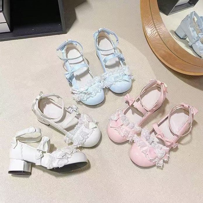 Lace Court Shoes Lolita Shoes 2025 Cute Lolita Japanese Sweet Bow Thick Heel Shoes - Image 5