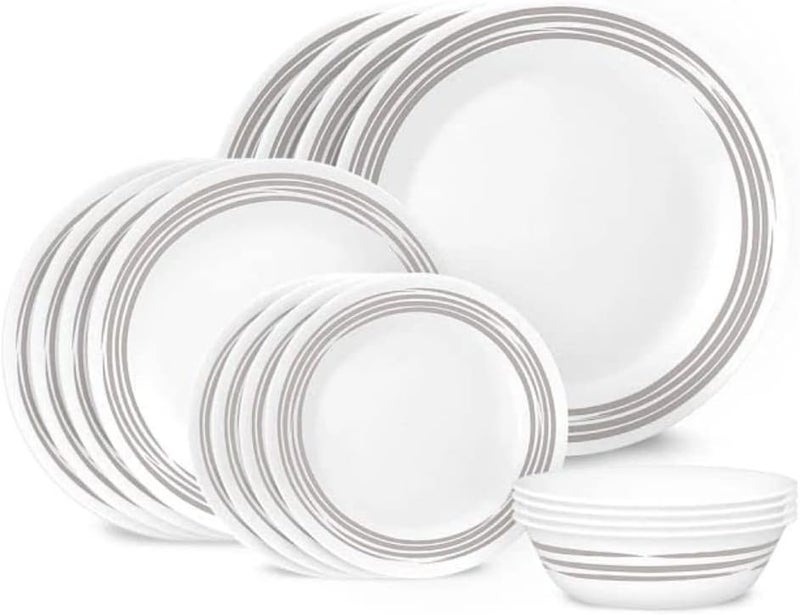 Corelle طقم عشاء كوريل بروسد سيلفر 16 قطعة مقاوم للكسر والتشقق - Image 1