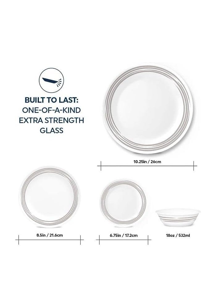Corelle طقم عشاء كوريل بروسد سيلفر 16 قطعة مقاوم للكسر والتشقق - Image 5