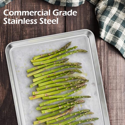 Leonyo 16x12IN Stainless Steel Baking Sheets Pan, Leonyo 2 Pack Stainless Steel Cookies Sheets for Baking, 1IN Deep Metal Toaster Jelly Roll Pan Tray for Oven, Dishwasher Safe - Image 4