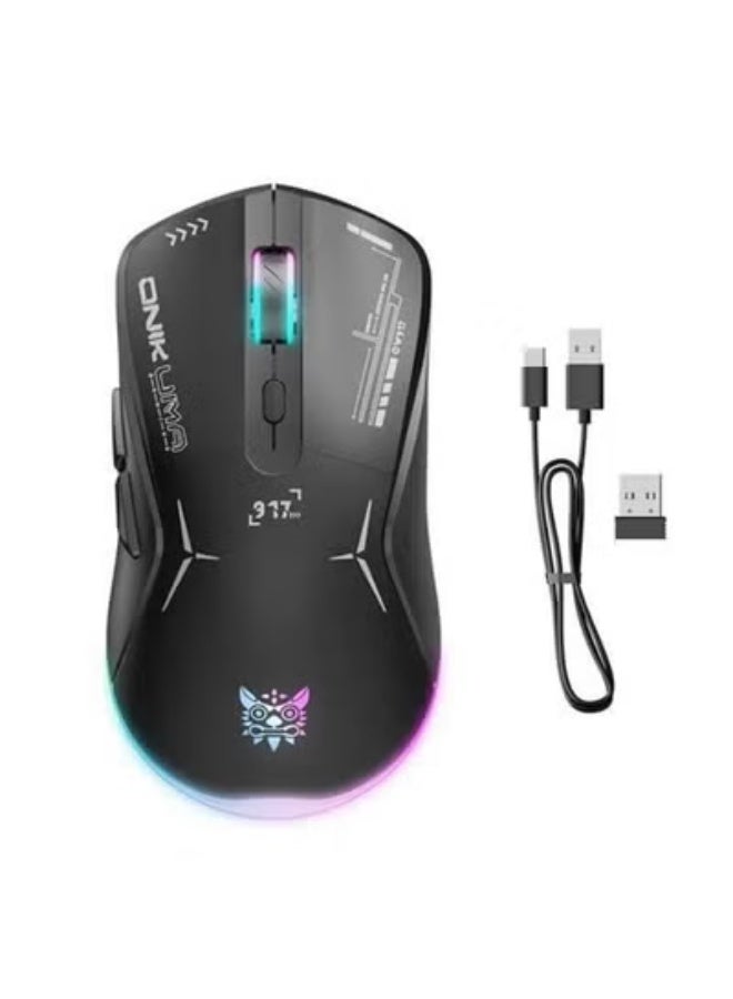onikuma CW917 RGB Dual Mode Gaming Mouse Wired & 2.4GHz Wireless — Adjustable DPI 800-4800, 6 Programmable Buttons, RGB Lighting, Ergonomic Design, Black - Image 1