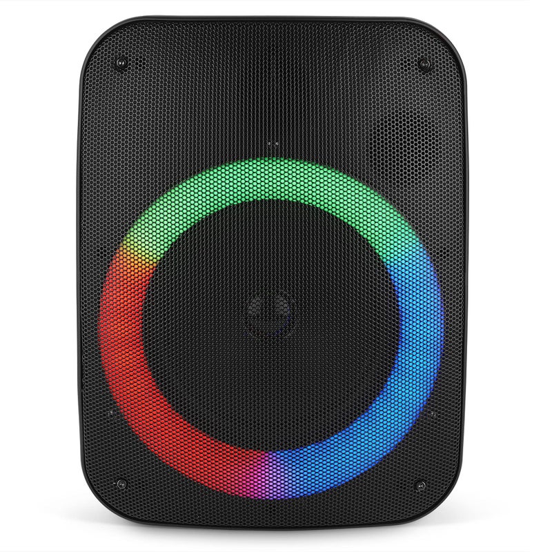 QFX PBX136 Portable Bluetooth Speaker with LED Party Lights Builtin 65 Subwoofer Rechargeable Party Speakers Aux Wireless USBMicroSD 2021 ModelBlack