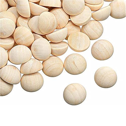 hesmartly 100pcs Half Wood Balls Unfinished Natural Half Ball Split Wood Balls for DIY Projects and Craft Supplies (15mm) - Image 1