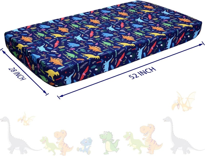 Dinosaur Fitted Crib Sheet - Baby 100% Polyester 1 Pack Crib Sheet for Standard Crib and Toddler Mattresses - Blue Nursery Bed Sheet Crib Mattress Toddler Sheet for Baby Boys - Image 5