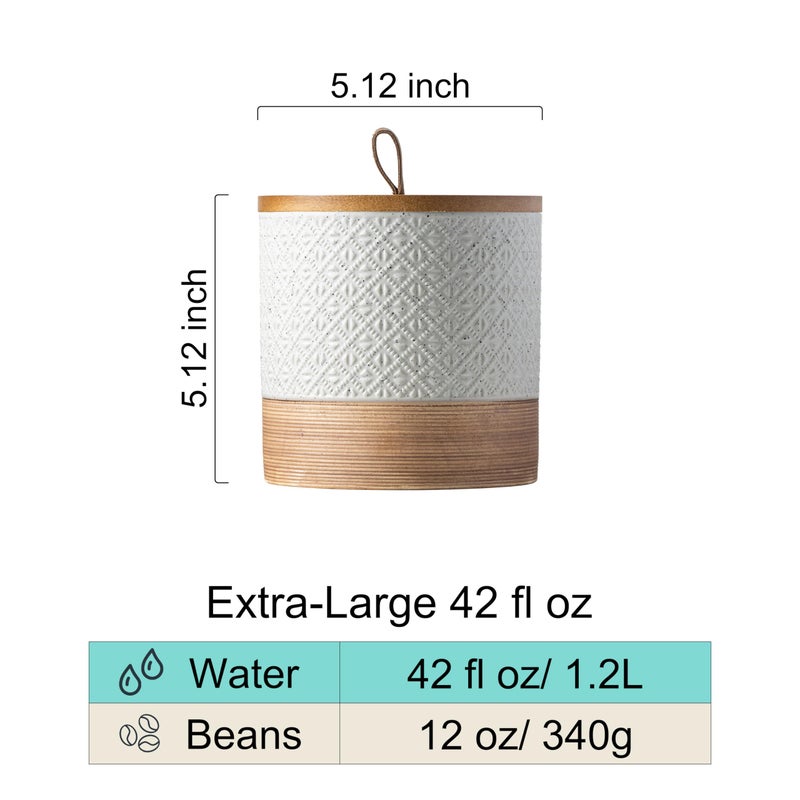 Miamolo Ceramic Coffee Container Kitchen Food Storage Jars for Spice Sugar Tea Bag, Stackable Farmhouse Jars for Kitchen Pantry - Coffee Bar Accessories Housewarming Weeding Gift - White & 42 fl.oz - Image 3
