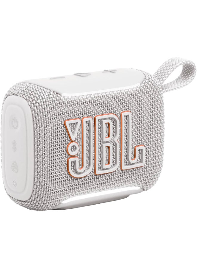 JBL Go 5 Portable Bluetooth Speaker with Ambient Edge Lighting, IP68 Waterproof & Dustproof, 10H Playtime, AirTouch Stereo Pairing, Auracast™, USB-C Lossless Audio – Compact & Drop-Proof, White