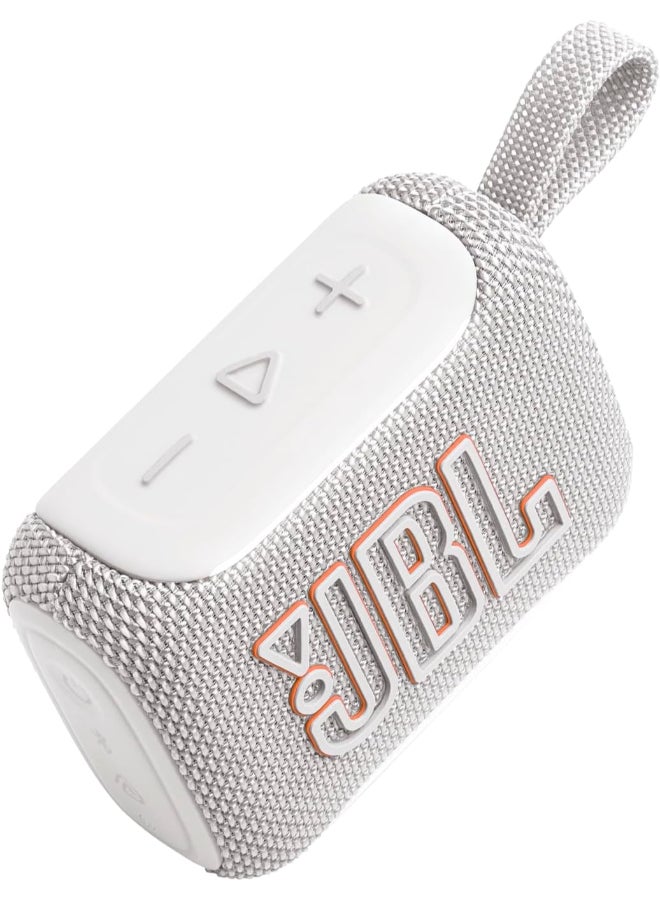 JBL Go 5 Portable Bluetooth Speaker with Ambient Edge Lighting, IP68 Waterproof & Dustproof, 10H Playtime, AirTouch Stereo Pairing, Auracast™, USB-C Lossless Audio – Compact & Drop-Proof, White - Image 4