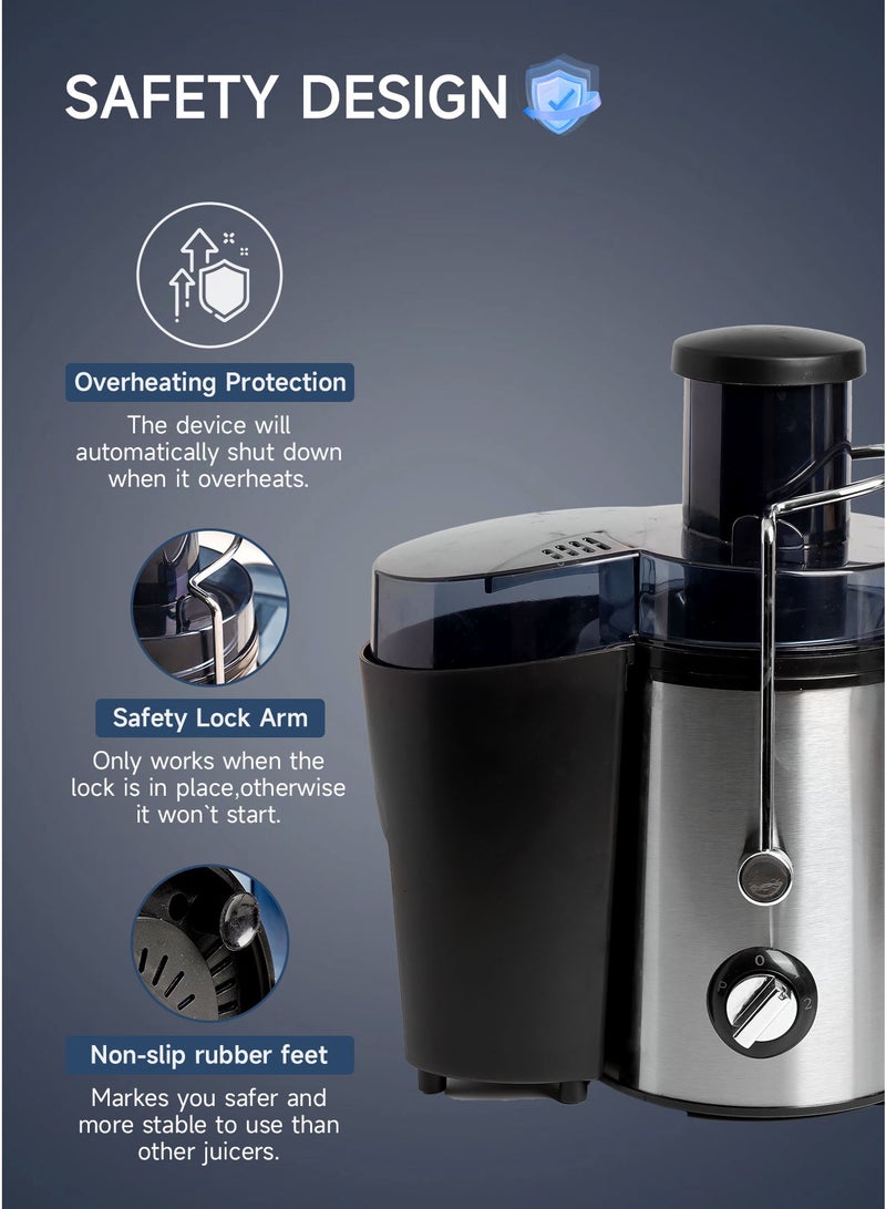 الواحة الذهبية  العصارة الكهربائية فائقة الجودة بقوة 1000 واط! 3 سرعات لتحضير عصير الفواكه والخضروات، مع كوب سعة 500 مل، وسهلة التنظيف - Image 3