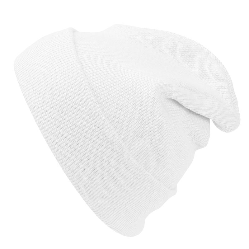 Cap911 Unisex Plain 12 inch Long Beanie - Many Colors White - Image 4