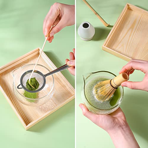 ZENRC Bamboo Matcha whisk Kit, Matcha Tea Set, Bamboo Matcha Whisk and bowl (Chawan) Scoop (Chashaku), Chasen Holder, Tea Strainer (Sifter), Tea Towel in Wooden Case - Ideal Travel Matcha Ceremony Kit… - Image 3