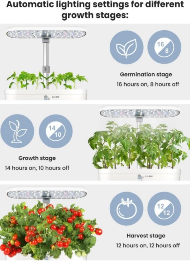 Hydroponics Growing System, 6 Pods Indoor Gardening System with LED Grow Light, Height Adjustable Indoor Gardening System with Pump System for Herbs and Plants, White - pzsku/Z3470007E9017736BD1DCZ/45/_/1710485750/16b6fcf4-d133-41fe-b0fd-1773a42f2628