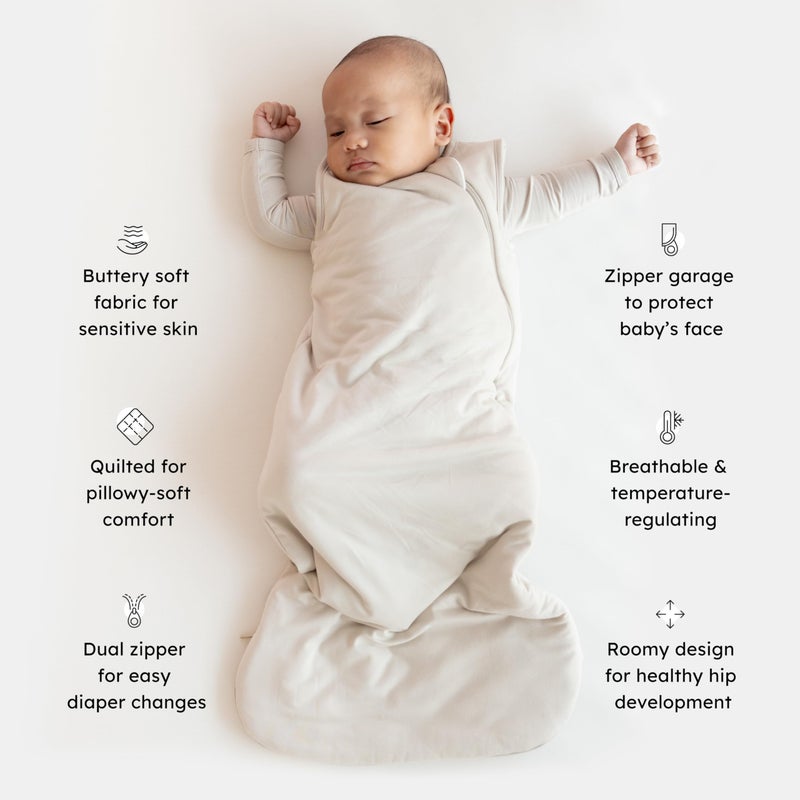 KYTE BABY Unisex Rayon Made From Bamboo Sleep Bag for Babies and Toddlers, 1.0 Tog (Medium, Oat) - Image 3