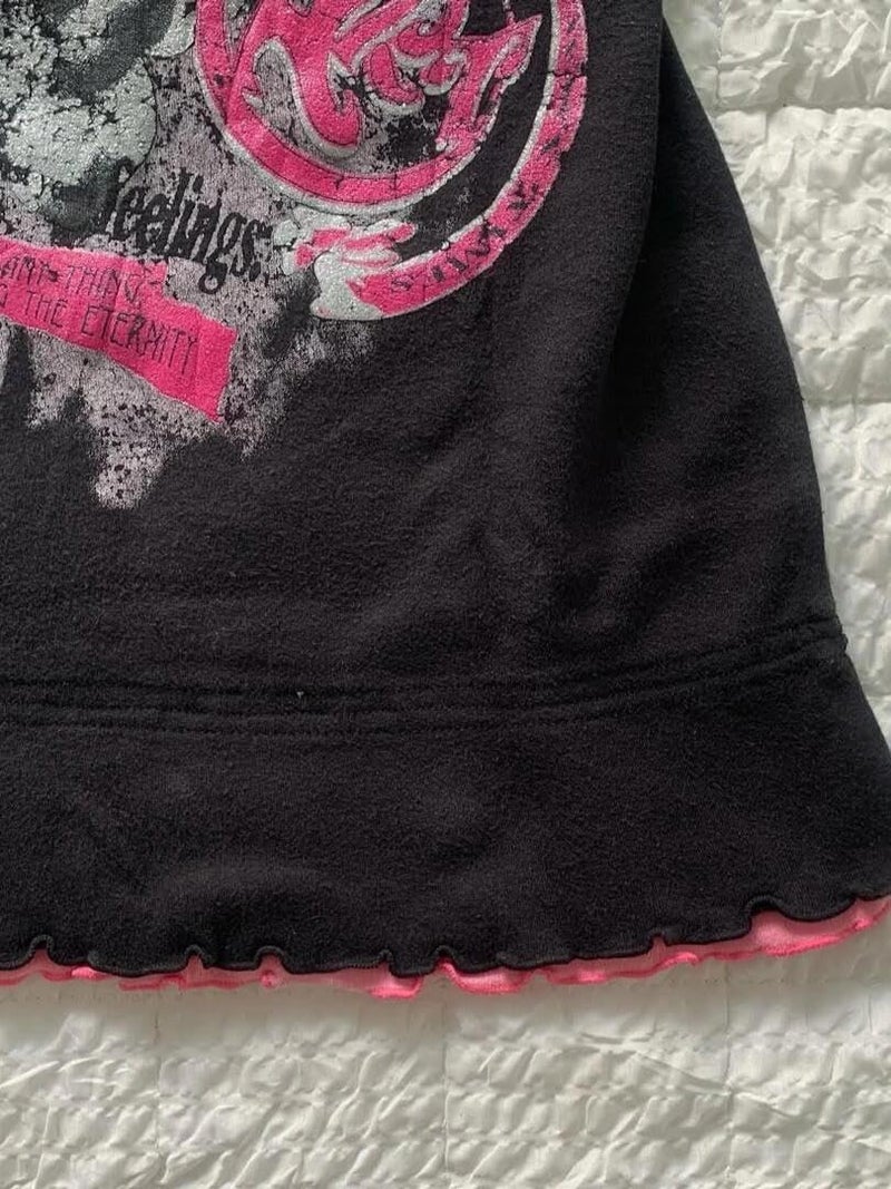 KSDDC Emo 2000s Grunge Alt Shirt Y2K Vintage Harajuku Cutecore Indie T-Shirts Teen Girl Scene Clothes (Black-E,Small) - Image 4