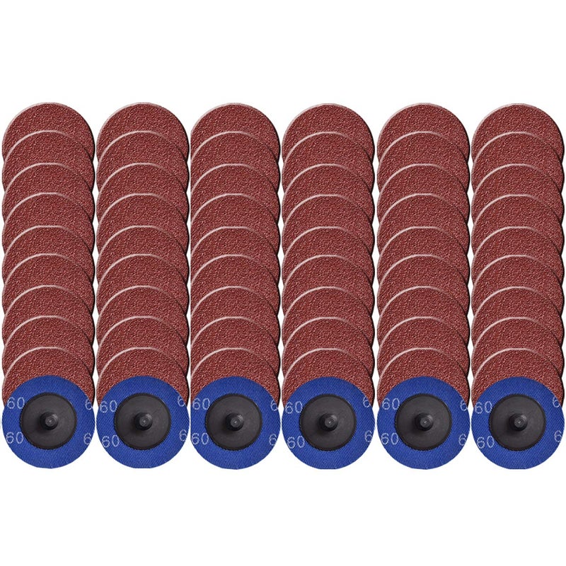 Tshya Quick Change Roll Lock Disc, 60 Pcs 60Grit 2 inch Sanding Discs Aluminum Oxide Coated Die Grinder Accessories, for Surface Prep (P60) - Image 1