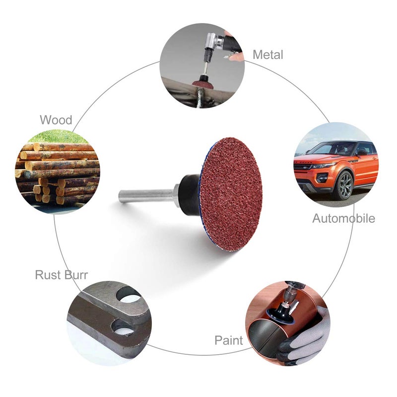 Tshya Quick Change Roll Lock Disc, 60 Pcs 60Grit 2 inch Sanding Discs Aluminum Oxide Coated Die Grinder Accessories, for Surface Prep (P60) - Image 4