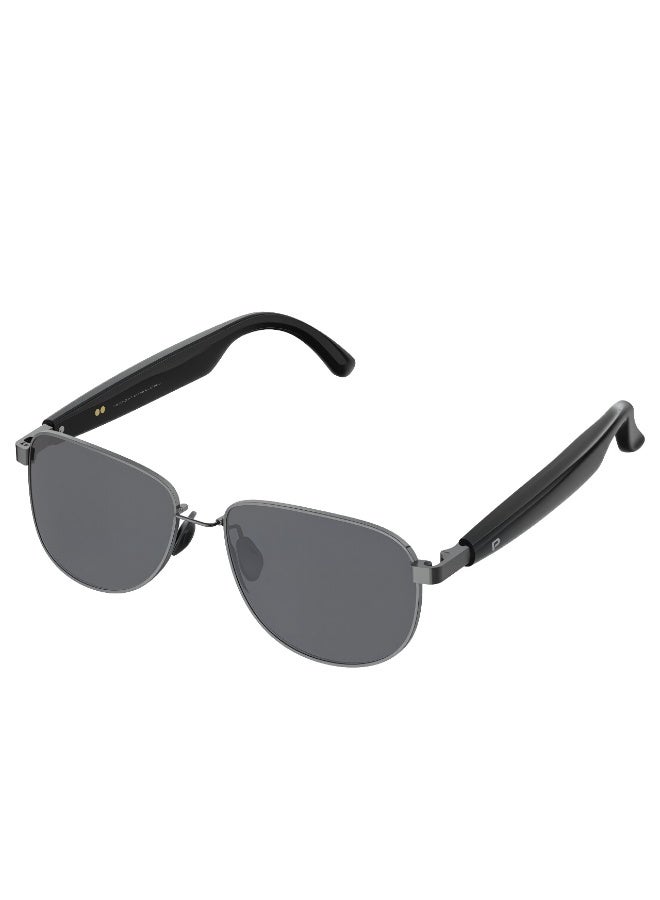 porodo Silenza Sunglasses with Polarized Lenses / Smart Touch Control / Voice Assistant / Metal-Hybid Frame / Open-Ear Audio / Auto Sleep Mode - Black - Image 2