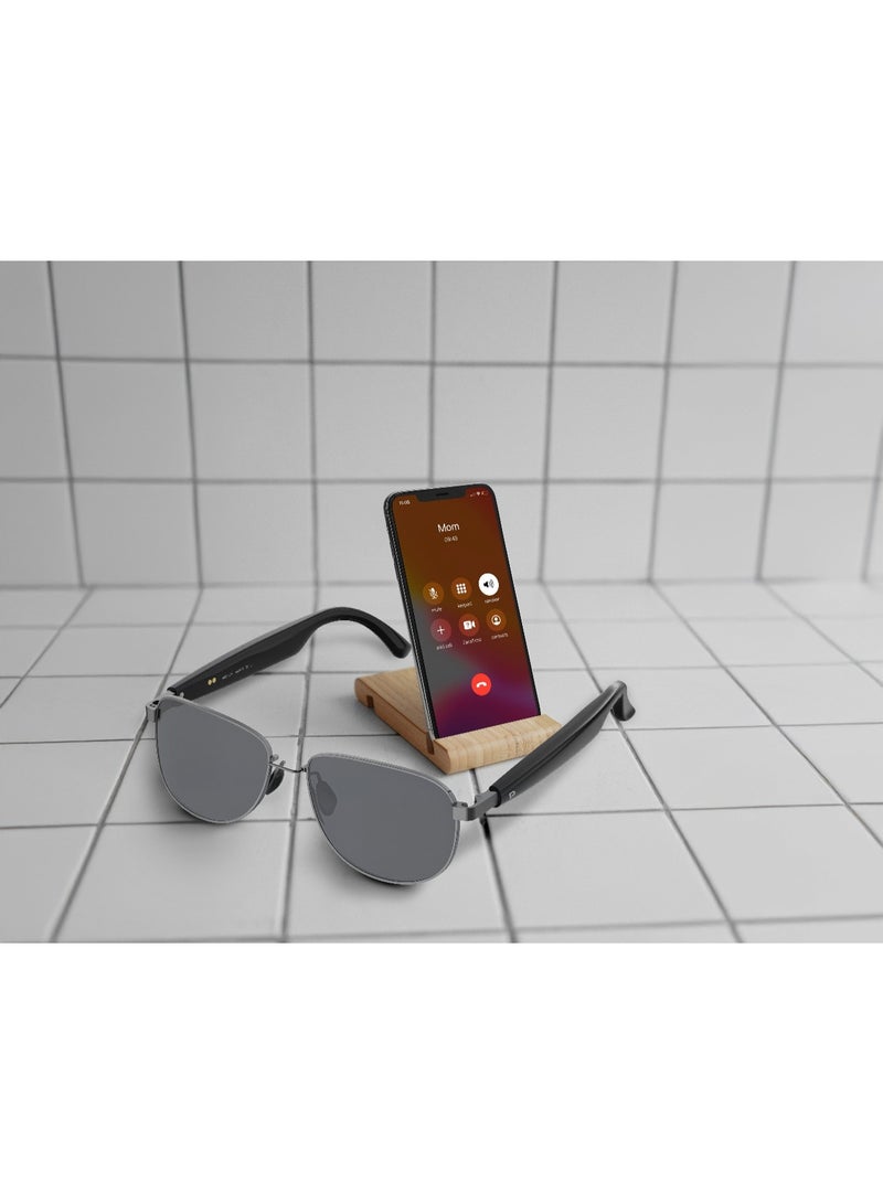 porodo Silenza Sunglasses with Polarized Lenses / Smart Touch Control / Voice Assistant / Metal-Hybid Frame / Open-Ear Audio / Auto Sleep Mode - Black - Image 5