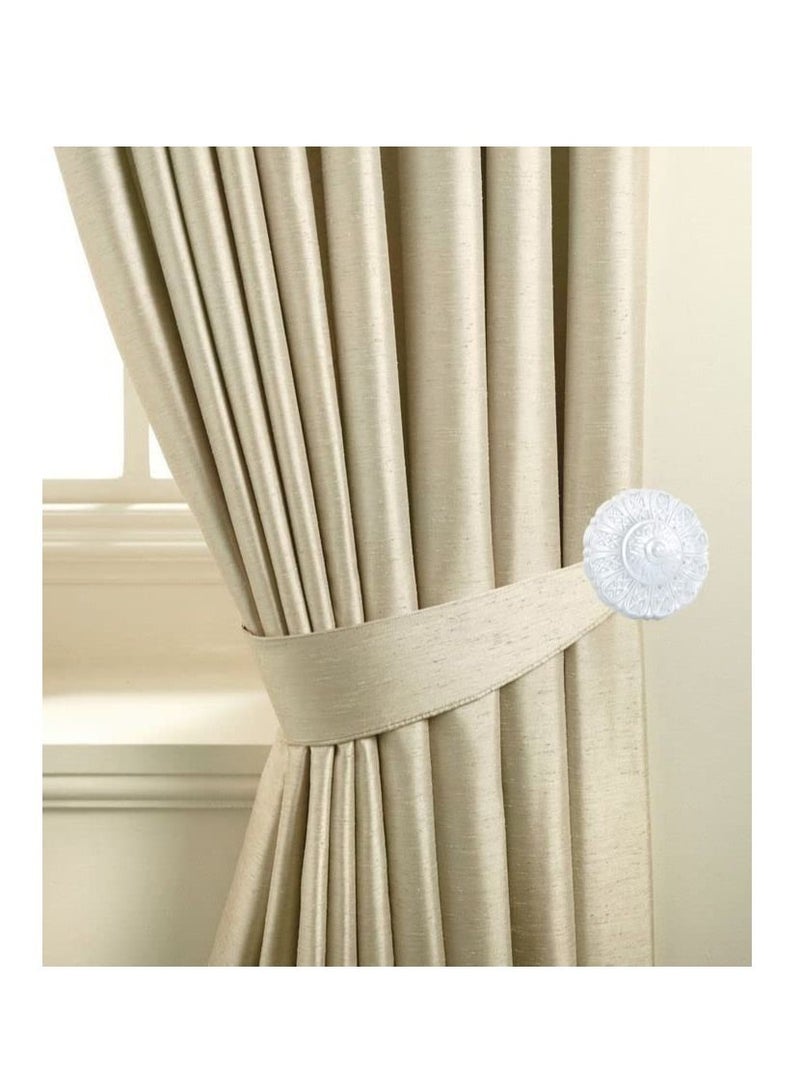 IDT 1 Pair Curtain Holdbacks Window Tie Backs Holders For Bedroom Wall Office Decor Home Sheer Blackout Drapes Blind Curtains Decorations Accessories Buckle Hooks White Colour - Image 1