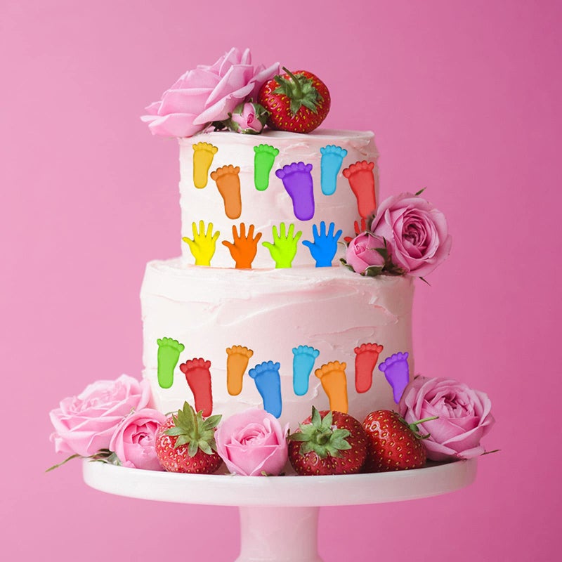 Whaline Silicone 3D Baby Feet Hands Mold Pink Chocolate Fondant Mould Baby Shower Candy Cake Topper Decoration DIY Baking Pudding Sugar Mould for Birthday Party Decoration  2pcs - Image 5