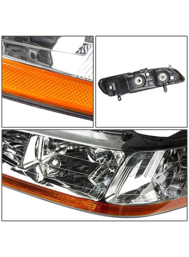 DNA MOTORING Pair of Headlights Compatible with 98-02 Honda Accord,Chrome/Amber,HL-OH-HA98-CH-AB - Image 2