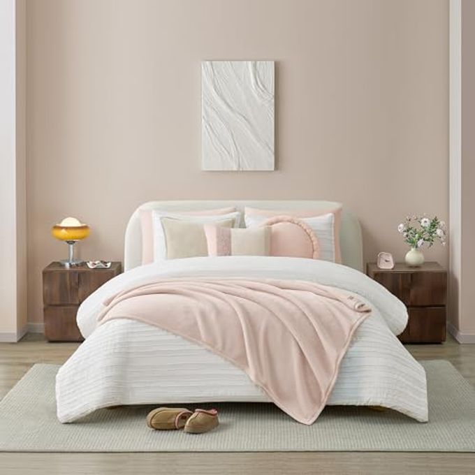 UGG Coco Plush Fleece Throw Blanket  Soft & Cozy Blanket For Couch, Bed & Sofa, Perfect For Home Decor, House Warming Gifts Or Luxurious Birthday Gifts For Women, 50" X 70", Pink Himalayan Salt - Image 5