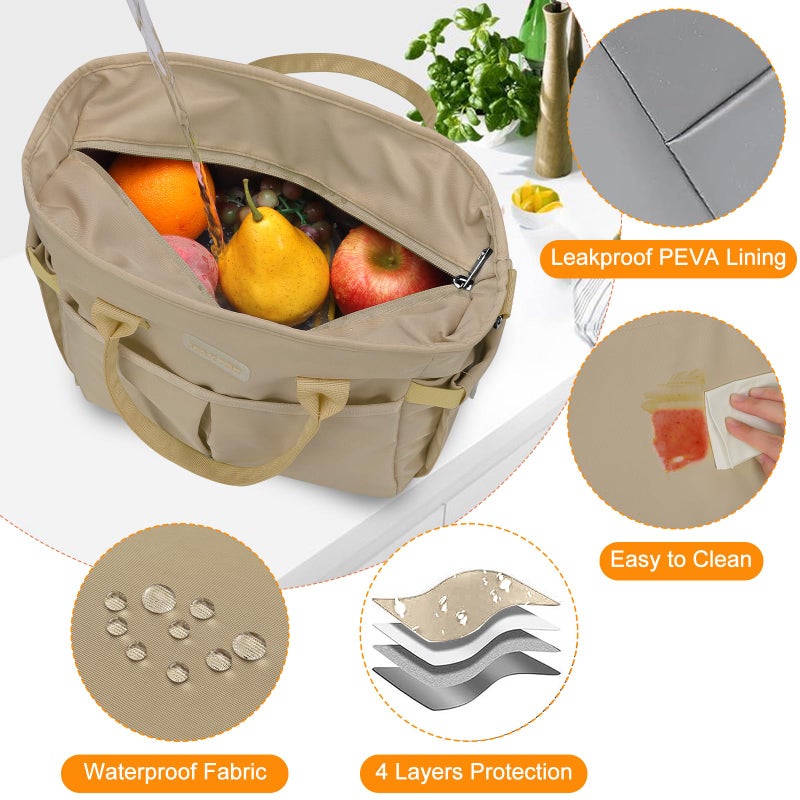 MAXTOP Lunch Bag Women for Work Insulated Thermal Lunch Box with Wide-Open Pocket Reusable Leakproof Cooler Bags with Removable Shoulder Strap for Teacher Nurse Office Picnic Travel Khaki - Image 5
