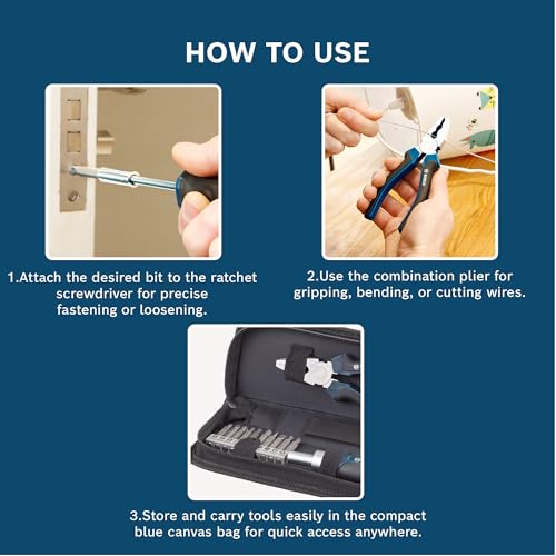 Bosch 12 Pcs Basic Handtool Kit, With Ratcheting Screwdriver - Image 5