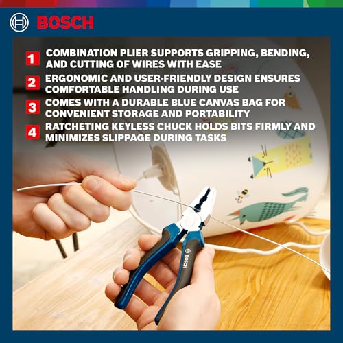 Bosch 12 Pcs Basic Handtool Kit, With Ratcheting Screwdriver - Image 3