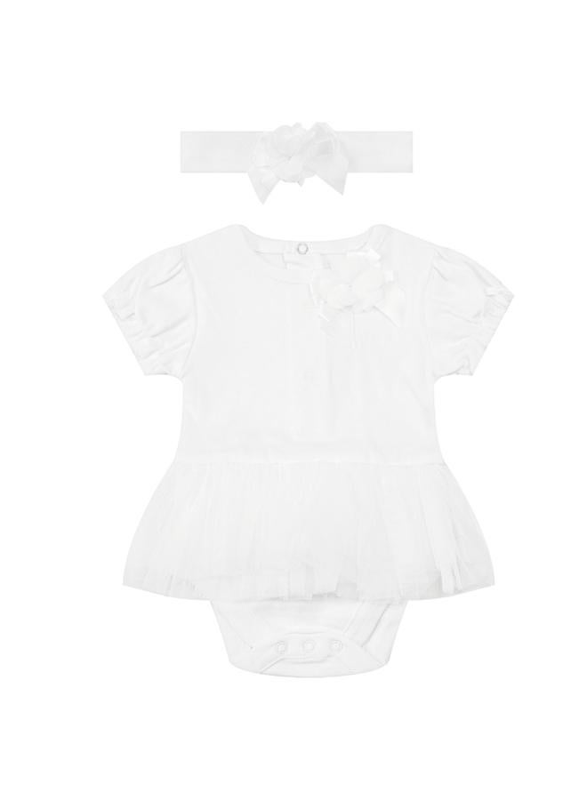 Luna & Lily Baby Girls Tulle Skirt Bodysuit With Headband - Image 3