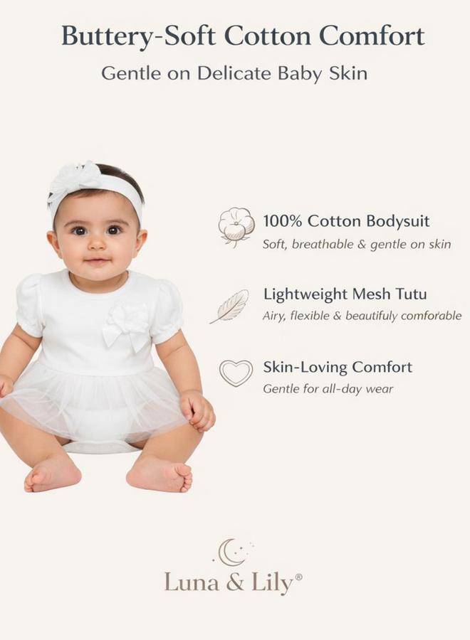 Luna & Lily Baby Girls Tulle Skirt Bodysuit With Headband - Image 5