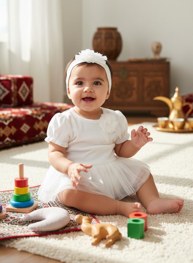 Luna & Lily Baby Girls Tulle Skirt Bodysuit With Headband - Image 4