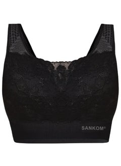 SANKOM Sankom Patent Classic Bra with Lace for Women | Designed to Improve Posture and Help Reduce Back and Neck Pain | Smoothes, Lifts, and Shapes Naturally | Provides Excellent Coverage and Support with a Comfortable Fit - Black 