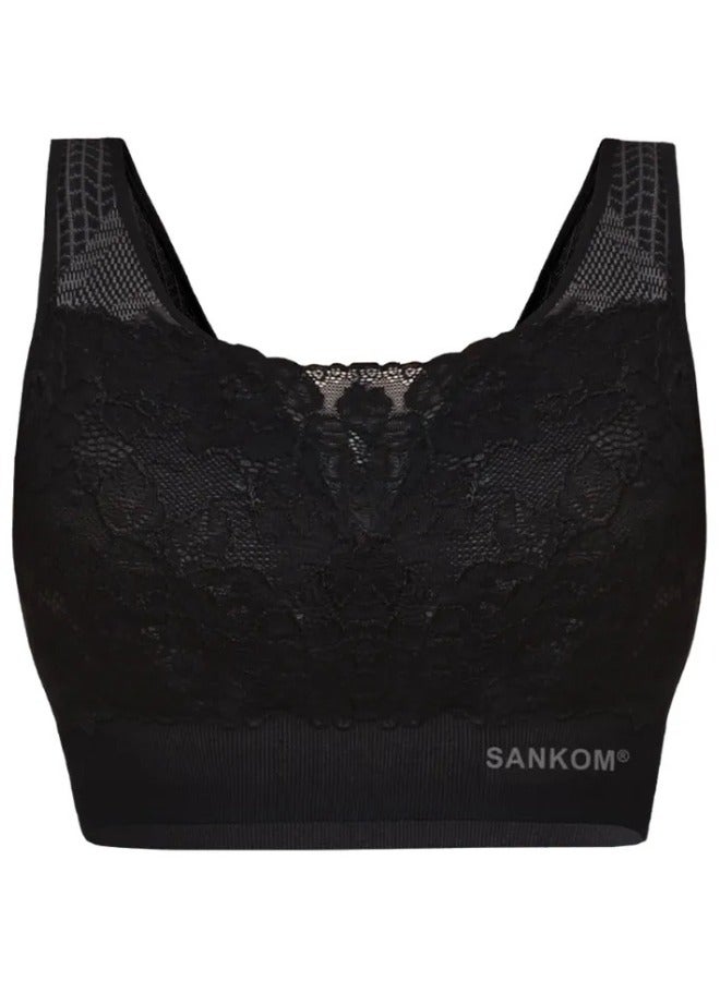 Patent Classic Bra with Lace for Women | Designed to Improve Posture and Help Reduce Back and Neck Pain | Smoothes, Lifts, and Shapes Naturally | Provides Excellent Coverage and Support with a Comfortable Fit - Black