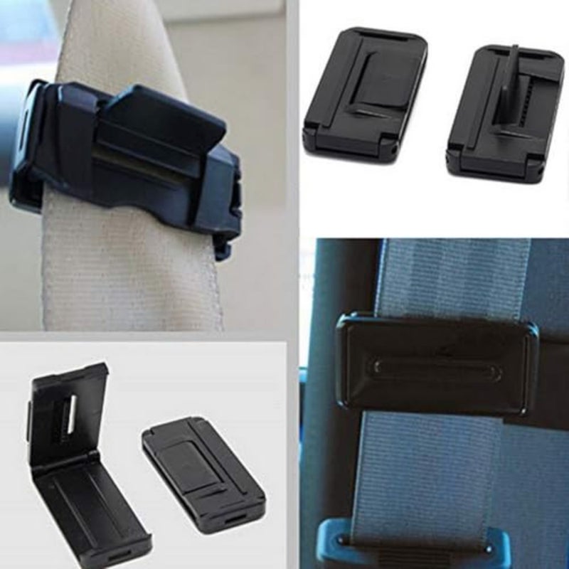 Car Seat Belt Adjuster, Seatbelt Clips, Auto Car Seat Belt Clamp, Smart Adjust Seat Belts to Relax Shoulder Neck Tension While Driving Black, Pack of 4 Pieces - Image 2
