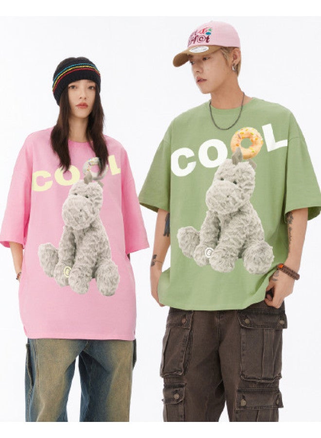 EPTISON تي شيرت صيفي أنيق بطبعة يونيكورن فضفاض وعصري بأكمام قصيرة للرجال والنساء - Image 1